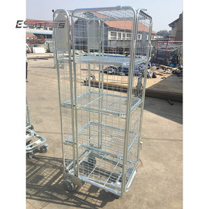 Cage de stockage en métal en treillis métallique de transport logistique à imbrication soudée pliable avec étagères - Product Image 3