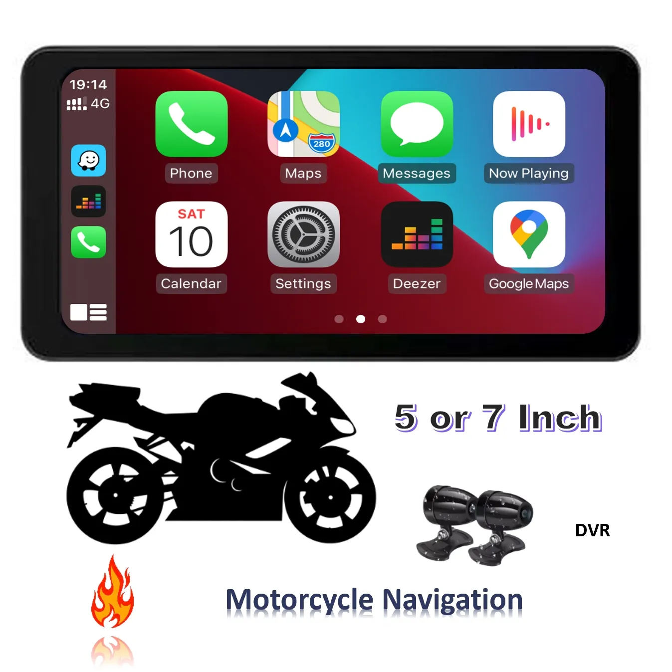 Zmecar New Style Motorcycle Car Play IP67 Waterproof 5/7 Inch Touch Screen GPS DVR BT FM Motorcycle Navigation