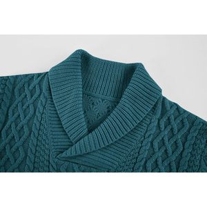 2025 hommes décontracté câble tricot col en v coupe ajustée pull pull automne hiver léger col châle tricots chaud ODM approvisionnement - Product Image 2