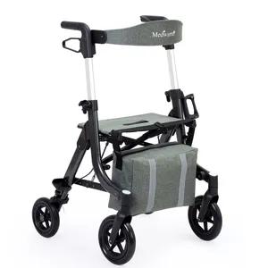 Medwarm alumínio compacto dobrável leve andadores rollator para adulto com assento e saco