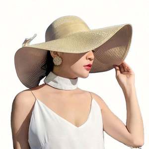 Chapeaux de soleil en paille unisexe à large bord pour l'été, la plage, les voyages, les vacances, avec protection solaire, style professionnel et sportif - Product Image 1