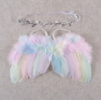Bandeau de fleurs fait main ailes de plumes d'ange accessoires de photoshoot pour bébé accessoires élégants pour bébé ailes d'ange fournitures de fête d'halloween
