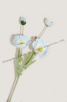 Vente en gros de fleurs de coquelicot bleu clair de haute qualité artificielles avec tiges pour la décoration extérieure du salon de mariage