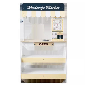 Divertente negozio di alimentari in legno giocattolo finta gioco minimarket in legno frutta e verdura Check stand per bambini - Product Image 3