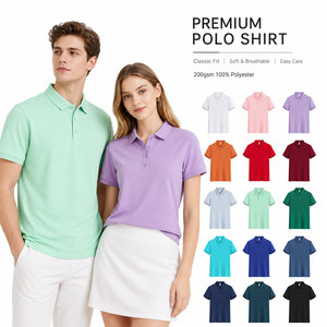เสื้อโปโลพรีเมียม 200gsm ผ้าโพลีเอสเตอร์ 100% ระบายอากาศได้ดี เนื้อผ้านุ่ม สีพื้น ปักโลโก้ได้ตามต้องการ สำหรับผู้ชายและผู้หญิง เสื้อกอล์ฟ ชุดยูนิฟอร์มทำงาน - Product Image 1
