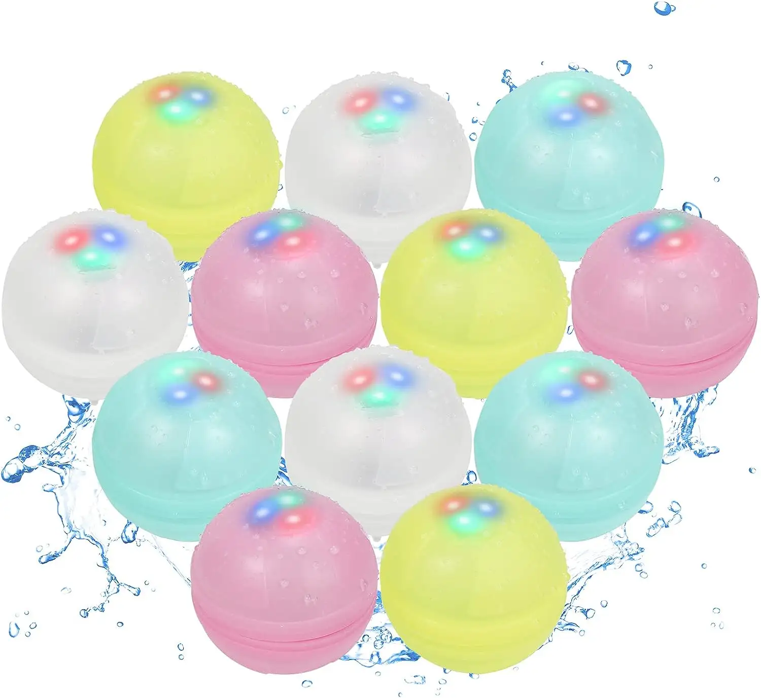 Ballon à eau réutilisable avec lumière LED Ballon à eau en silicone pour l'été, jouets de piscine en plein air, fournitures de fête