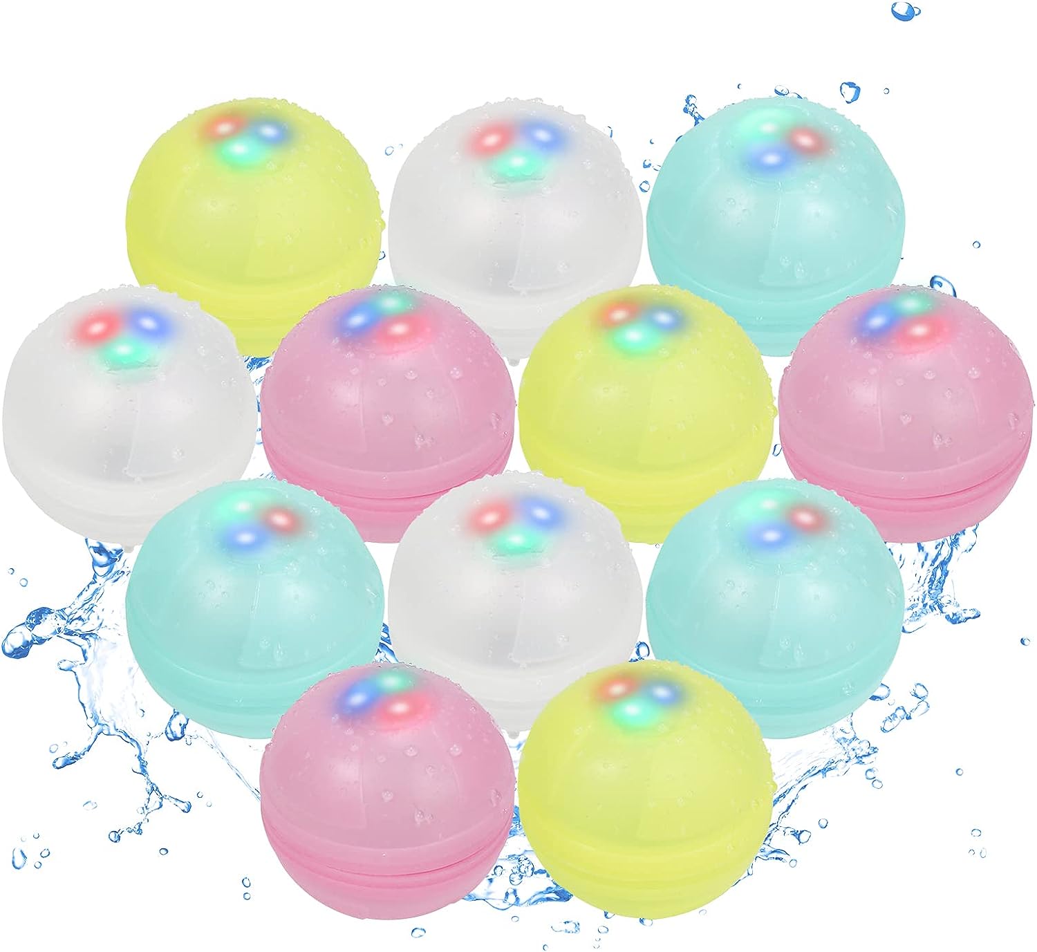 Ballon à eau réutilisable avec lumière LED Ballon à eau en silicone pour l'été, jouets de piscine en plein air, fournitures de fête