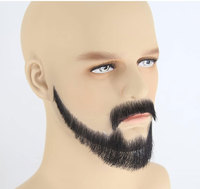 Vente en gros de cheveux humains européens Remy authentiques, style exotique, accessoires de maquillage, favoris invisibles doux, moustache, film de déguisement, fausse barbe