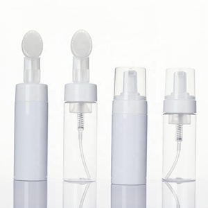 ขวดปั๊มโฟมพลาสติก PET แบบกำหนดเอง ขนาด 100 มล. 200 มล. หัวแปรงซิลิโคนสำหรับเครื่องสำอาง ทำความสะอาดผิวหน้า ล้างหน้า สบู่ - Product Image 1