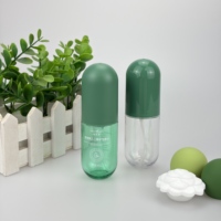 Flacon pulvérisateur en plastique PET de 60 ml en forme de capsule, tête de pulvérisation fine mate sérigraphiée pour cosmétiques, soins capillaires, nettoyant visage