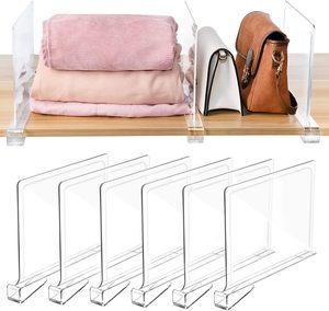 6 pak rak plastik bening akrilik pembagi lemari pengatur rak kayu lemari kamar tidur dompet baju penyimpanan - Product Image 1