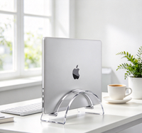 Support de bureau vertical en acrylique transparent pour ordinateur portable MacBook Air Pro, organisateur gain de place