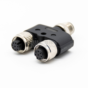 M12 Sensor Connector Y Type Adapter 8Pin Male To Two Female Splitter Waterproof Industrial Connector