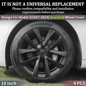 Juego de 4 Tapas de Rueda para Tesla Model 3 (2017-2023), <span class=keywords><strong>Tapacubos</strong></span> de 18 Pulgadas en Negro Mate, Estilo Araña, para Decoración de Automóviles - Product Image 3