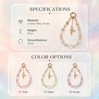 Chaîne de téléphone perlée Y2K, breloque papillon en alliage et cristal, cordon à pompon, style luxe léger, perles dorées, porte-clés pour smartphone