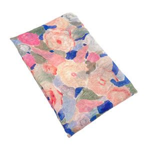 Cáñamo de seda con estampado de estilo Pastoral para tela de lino Tencel suave para la piel ligeramente transparente azul <span class=keywords><strong>Rosa</strong></span> pintura al óleo flor - Product Image 5