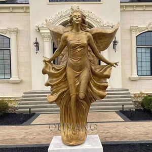 Statue d'ange en laiton, Sculpture en Bronze, archange, de grande taille, métallique religieux, doré, à Six ailes - Product Image 5