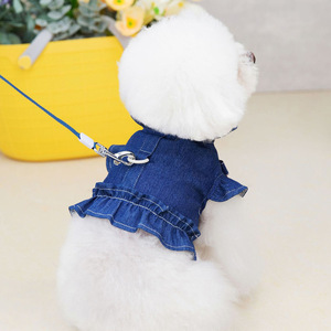 2023 Dog <b>Clothes</b>, Chest and Carry, Teddy, Bichon Frise, Schnauzer, <b>Cat</b> Pet Clothing, Denim Skirt Apparel, Large Dog - Product Image 2