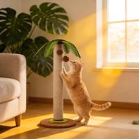 Griffoir pour chat en forme de palmier moderne avec base en peluche douce, arbre à griffer pour chatons