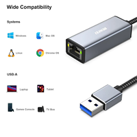 Adaptador BENFEI USB A/C a RJ45, Nuevo Adaptador de Red LAN Ethernet de 100 Gigabits USB 2.0