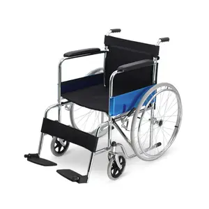 便携式轻钢轮椅可调脚凳手动轮椅残疾人折叠轮椅