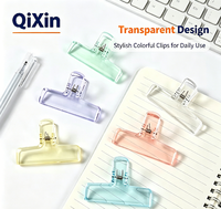 Pince à documents transparente en acrylique avec logo personnalisé, couleur macaron, 7,5x4,7cm, grand porte-documents, pinces à billets, papeterie de bureau Qixin
