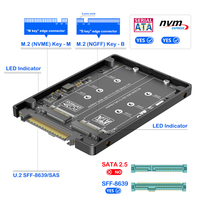 Kartu Adaptor 2 in 1 M.2 SSD ke U.2/SAS Mendukung M.2 NVMe SSD ke U.2 SFF8639 & M.2 SATA SSD ke SAS Dengan Kotak Pembuang Panas