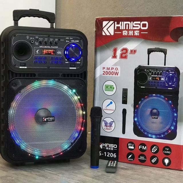 12 Inch  Outdoor Portable Trolley Speaker DJ Speaker System Subwoofer Sound Box With LED Light  QS-1206 Blue Tooth Speaker