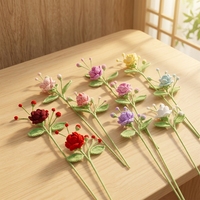 Bouquet de fleurs au crochet fini en gros, fleurs artificielles en fil tricoté à la main, photos réelles, ornement de table décoratif pour la maison