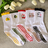 Chaussettes de yoga antidérapantes, chaussettes de Pilates antidérapantes, logo personnalisé, mignonnes pour femmes, chaussettes de barre