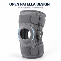 Exosquelette de marche, Genouillère articulée réglable à rotule ouverte, Support de genou enveloppant perforé gris