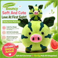 Jouet en peluche cochon amusant en forme de pastèque, rembourré en polyester et coton PP, mignon et moelleux, idéal comme oreiller ou cadeau, disponible en gros