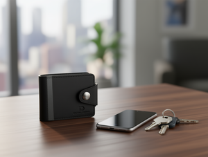 Portafoglio da uomo con chiusura a bottone singolo, 5 pollici, in pelle PU, porta carte di credito, set con confezione regalo - Product Image 2