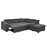Canapé-lit convertible de style européen deux places avec porte-gobelets et rangement, garnissage en éponge, durable, avec lampes tactiles pour appartement et salon