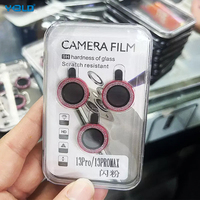 Yongpoly pelindung lensa kamera 3d, pelindung lensa kamera kaca Tempered Anti guncangan Ring kamera untuk Iphone 15