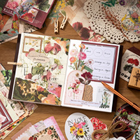 Simno 4 Styles Vintage Suitcase Ephemera Material Pack 115+ Pcs Scrapbook Kit Paper Stickers for DIY Journal Collage