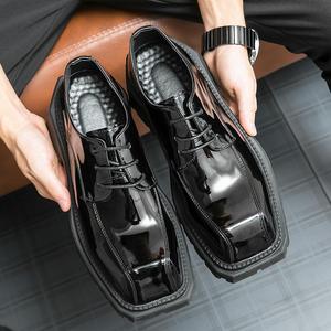 Chaussures de travail pour hommes en PU à enfiler, style britannique, à semelle épaisse, rehaussantes, à bout rond, pour <span class=keywords><strong>moto</strong></span>, printemps été automne - Product Image 2