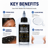 Colle pour cheveux OEM pour perruques et extensions, à base d'eau, forte adhérence, résistante à la transpiration, étiquette privée, emballage personnalisé, usage en salon, Chine