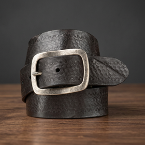 Ceinture pour homme de style vintage, boucle en acier robuste, cuir véritable, cuir de vache, imperméable, écologique, haute résistance - Product Image 1