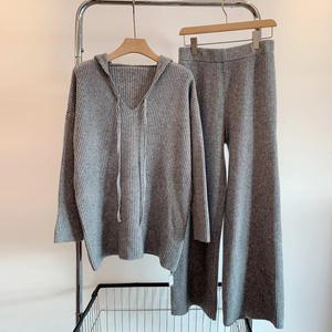 Casual <strong>Hoodie</strong> Suit Polyester Cashmere Fleece Sweater and Pant Set <strong>Girs</strong> Custom Plus Size 2 Piece Set Women - Product Image 6