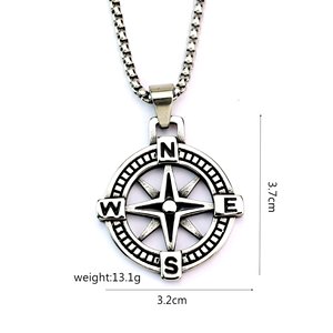 Collar con Colgante de Brújula de Acero Inoxidable para Hombre, Diseño de Estrella Náutica, Joyería de Regalo - Product Image 5