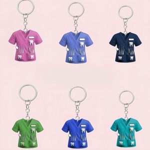 Acrylic Dentist Uniform <b>Custom</b> Name Car Mirror Ornament Teeth Dental Dentist Ornaments <b>Keychain</b> for Vehicles Bags Family Pendant - Product Image 1