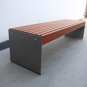 2024 NEU Outdoor Street Park Stahl dickes Hartholz rücken freie Garten bank Indoor-Sportzentrum und Einkaufs zentrum Bank ohne Rücken - Product Image 4