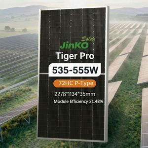 แผงโซลาร์เซลล์ <span class=keywords><strong>Jinko</strong></span> รุ่น Tiger Pro 72HC แบบสองหน้า N-Type Half-Cell Dual Glass กำลังไฟ <span class=keywords><strong>535</strong></span>-555 วัตต์ โมโน PV สำหรับโครงการเชิงพาณิชย์ ระดับ Tier 1 - Product Image 1