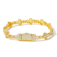 FineJewelry CZ Diamant Tennis Chaîne Bracelet pour Femmes Haute Qualité Or Argent Étoile Forme Bling Hip Hop Style Religieux