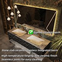 Ensemble de meubles de salle de bain modernes en bois massif OEM 2026 avec table complète, armoire, miroir LED, lavabo, robinet en cuivre pour chambre et bar à domicile