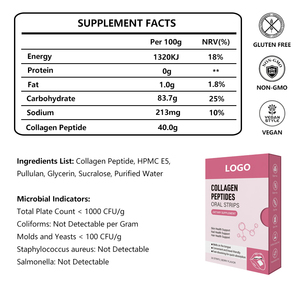 Tiras Orales de Colágeno <span class=keywords><strong>Complejo</strong></span> de Marca Privada, Péptidos de Colágeno, Suplementos para Aclarar la Piel, Cabello y Uñas, Tiras Orales de Colágeno de Disolución Rápida - Product Image 2
