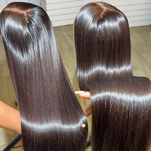 Pelucas <span class=keywords><strong>de</strong></span> Cabello Humano con Frente <span class=keywords><strong>de</strong></span> Encaje 13x6 sin Pegamento, Cabello Camboyano Virgen con Cutícula Alineada, Liso, Línea <span class=keywords><strong>de</strong></span> Cabello Natural, Venta al <span class=keywords><strong>Por</strong></span> <span class=keywords><strong>Mayor</strong></span> - Product Image 1