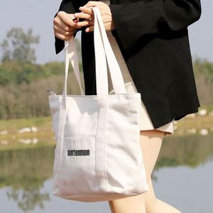 Customization Printed Nature Color Eco-friendly <b>Large</b> Capacity Reusable Heavy <b>Canvas</b> Tote <b>Bag</b> with Handle Extend to the Bottom a - Product Image 4