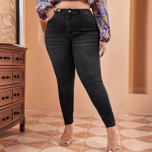 Jeans skinny extensibles grande taille pour femmes-<span class=keywords><strong>Pantalon</strong></span> en denim taille moyenne avec contrôle du ventre (taille 16-30) avec étiquette personnalisée OEM - Product Image 1